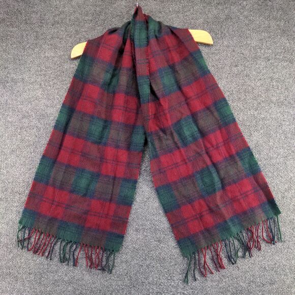 Ingles Buchan Men's Scarf Red Green 11x54 Plaid Made In Scotland 100% Lambswool - Picture 2 of 5